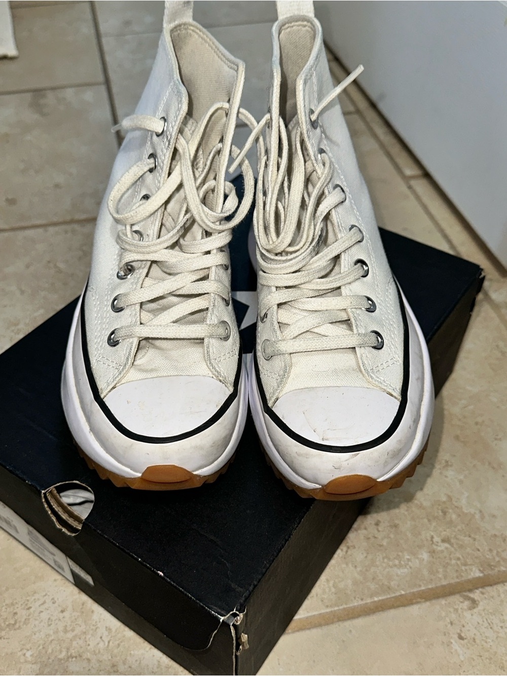 Converse Women’s White High-Top Canvas Sneakers with Gum Toe